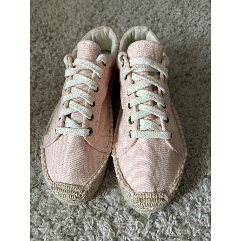 Soludos Womens Pink Canvas Lace Up Espadrille Sneakers Size 8.5 EU 39